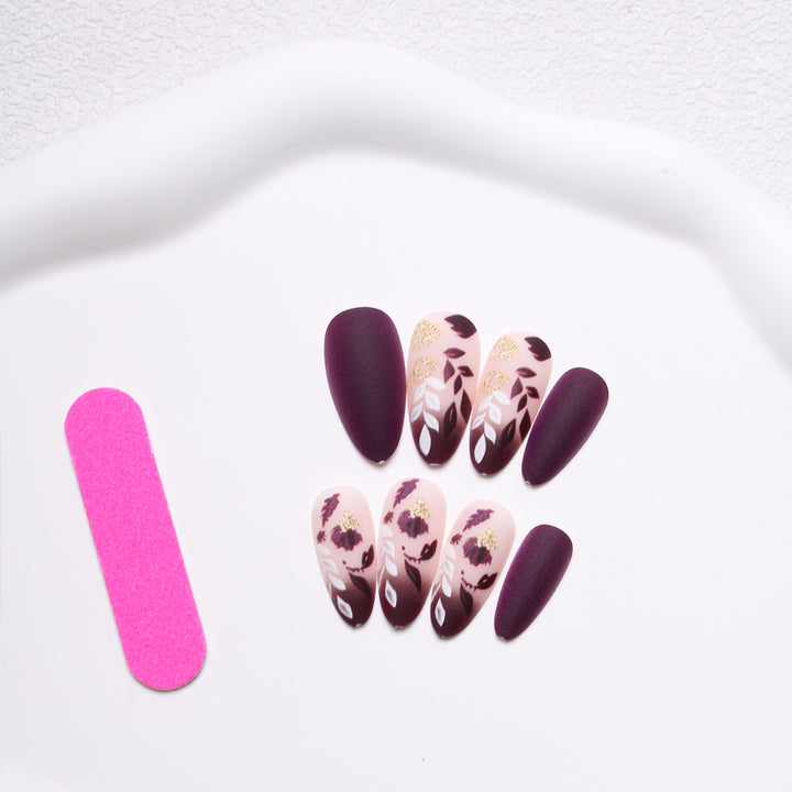 Elegant Floral Press-On Nail Set Bowlift