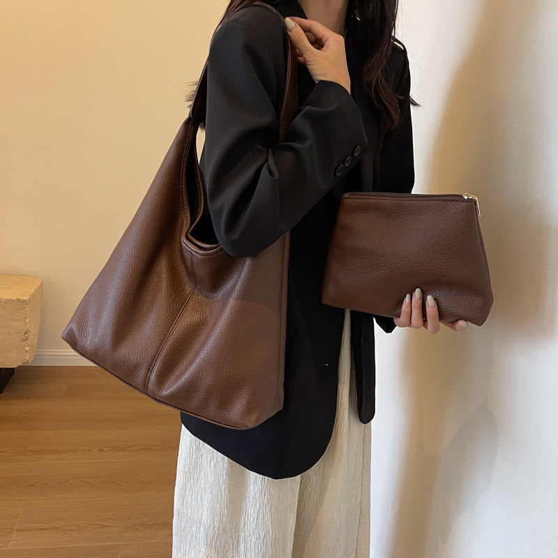 Textured Leather Hobo Bag Bowlift