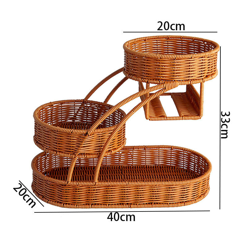 Two-Tiered Woven Fruit Display Stand Bowlift