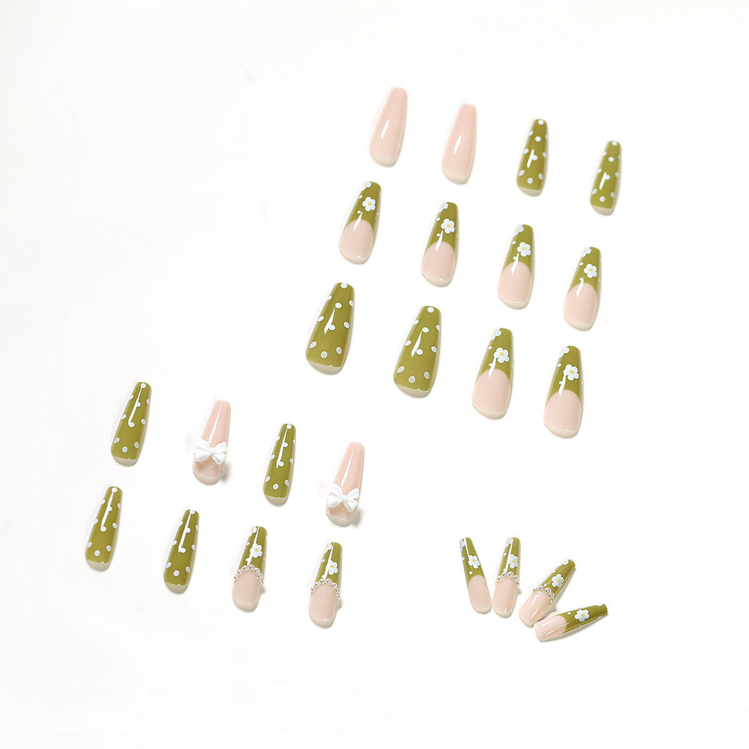 Artful Nail Extensions with Delicate Flower Design Bowlift