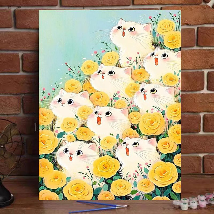 Whimsical Cat-Themed Paint by Numbers Art Kit Bowlift