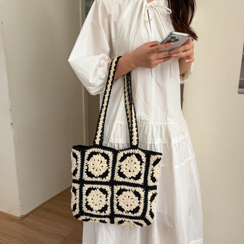 Handmade crochet bag with geometric patterns Bowlift