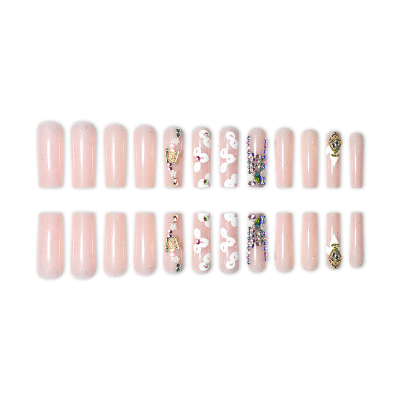 Floral Decorative Press-On Nail Extensions Bowlift