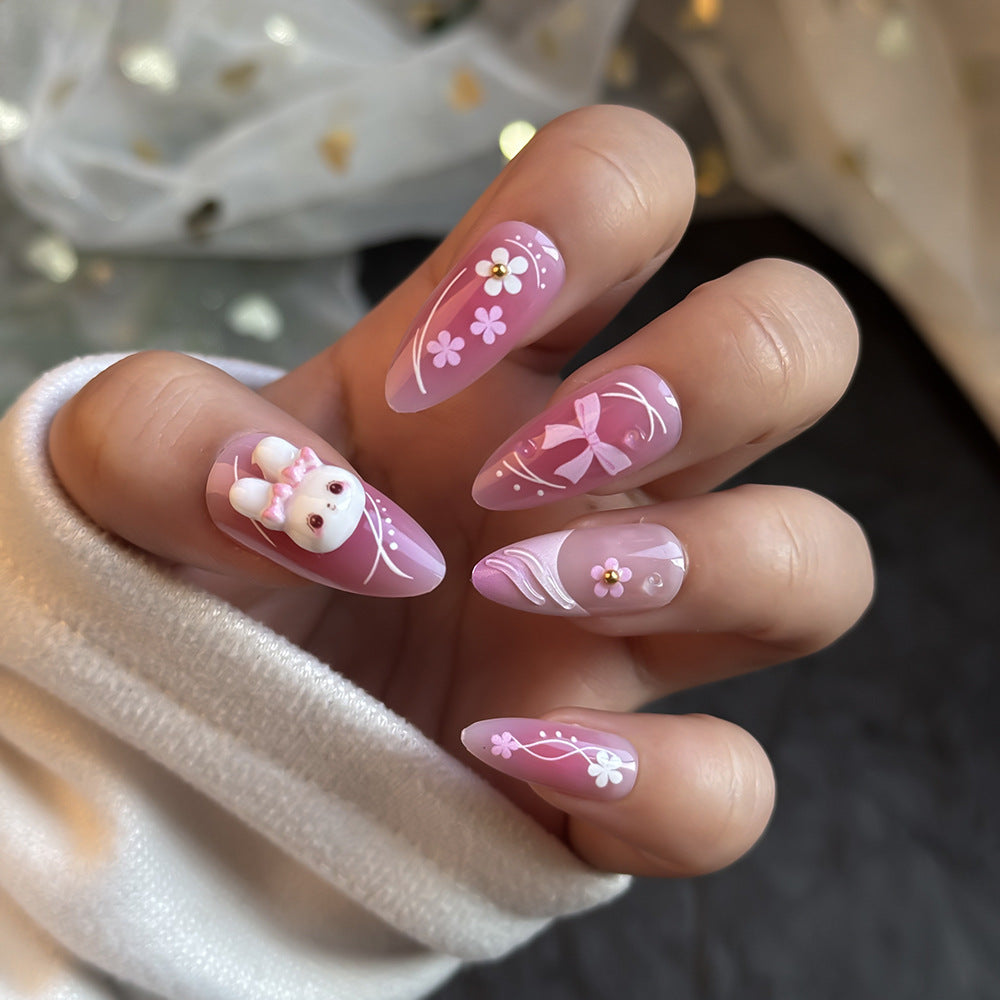 Artistic Playful Bunny Press-On Nail Set Bowlift