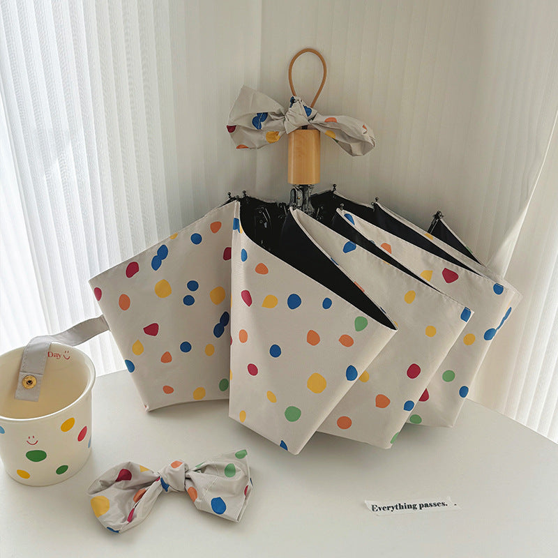 Women Multi-Purpose Foldable Shoulder Bag with Colorful Polka Dot Pattern Bowlift
