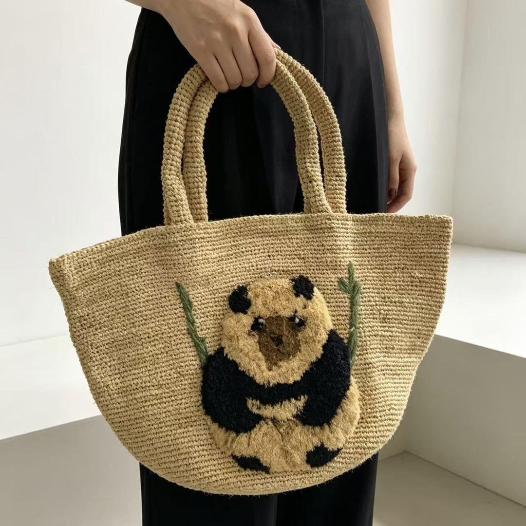 South Sea suitable basket bag with panda motif Bowlift