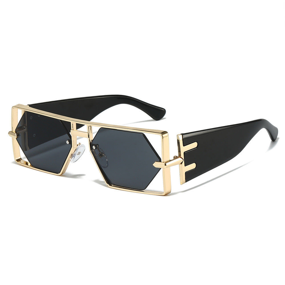Geometric Shield Sunglasses with Premium Metallic Frame Bowlift