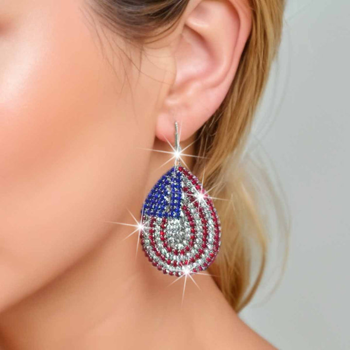 Ladies long sparkling crystal tassel earrings with geometric stud closure Bowlift