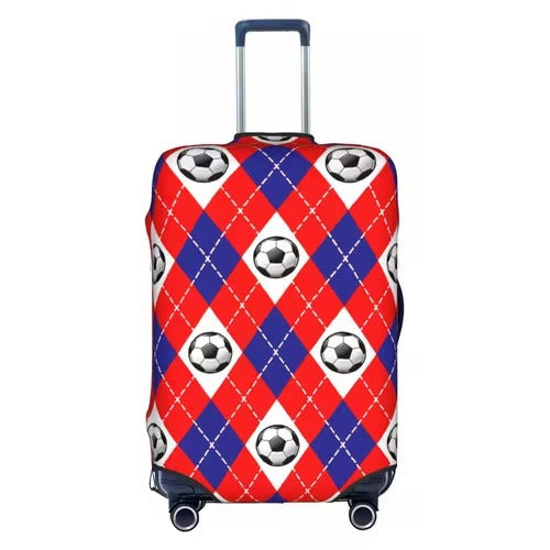 Unisex nan elastic luggage cover with football argyle pattern, tear-resistant stretch cover for trolley with handle and wheel openings Bowlift