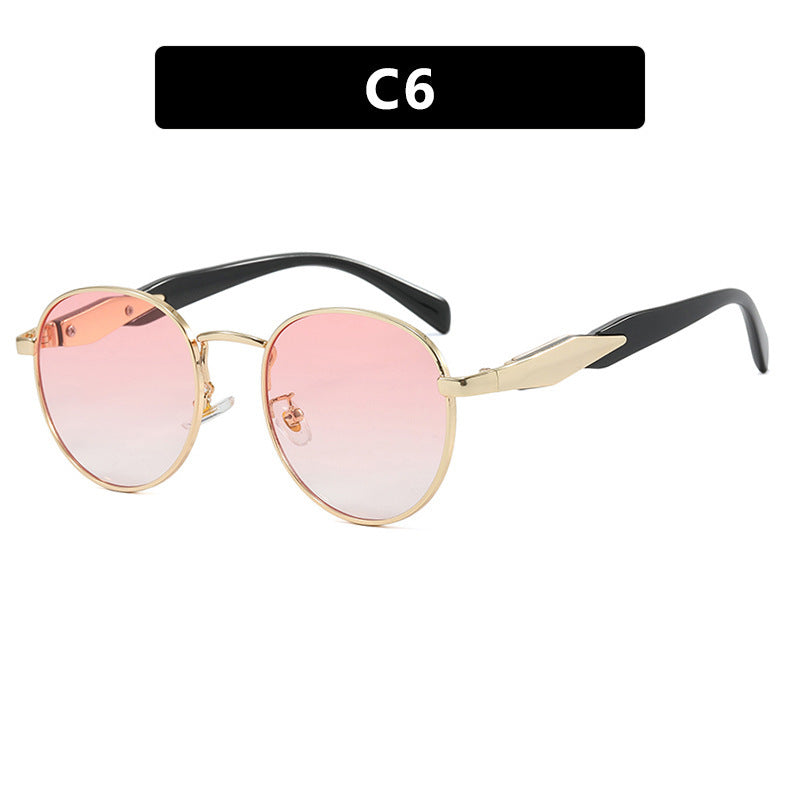 Women's round sunglasses with elegant, golden frame and UV protection Bowlift