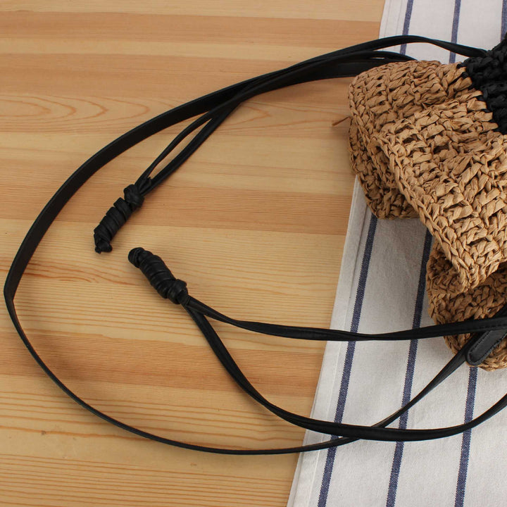 Handbag Made of Handcrafted Natural Fiber Mix with Modern Drawstring Closure Bowlift