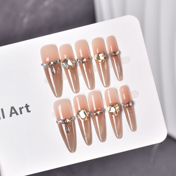 Elegant Almond-Shaped Press-On Nail Extensions Bowlift
