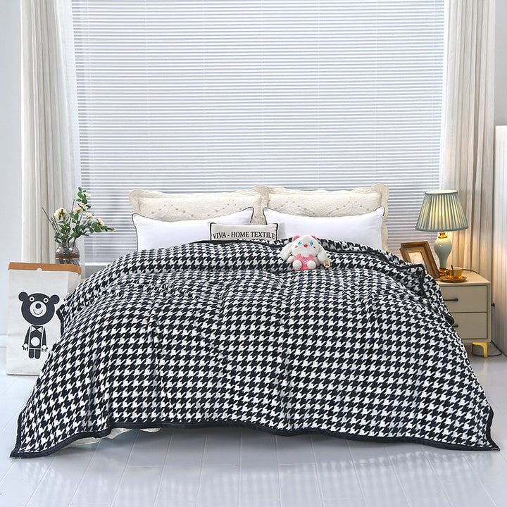 Women Patterned Bedspread with Elegant Houndstooth Optics Bowlift