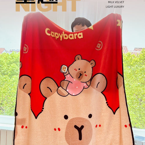 Plush Capybara-Themed Throw Blanket