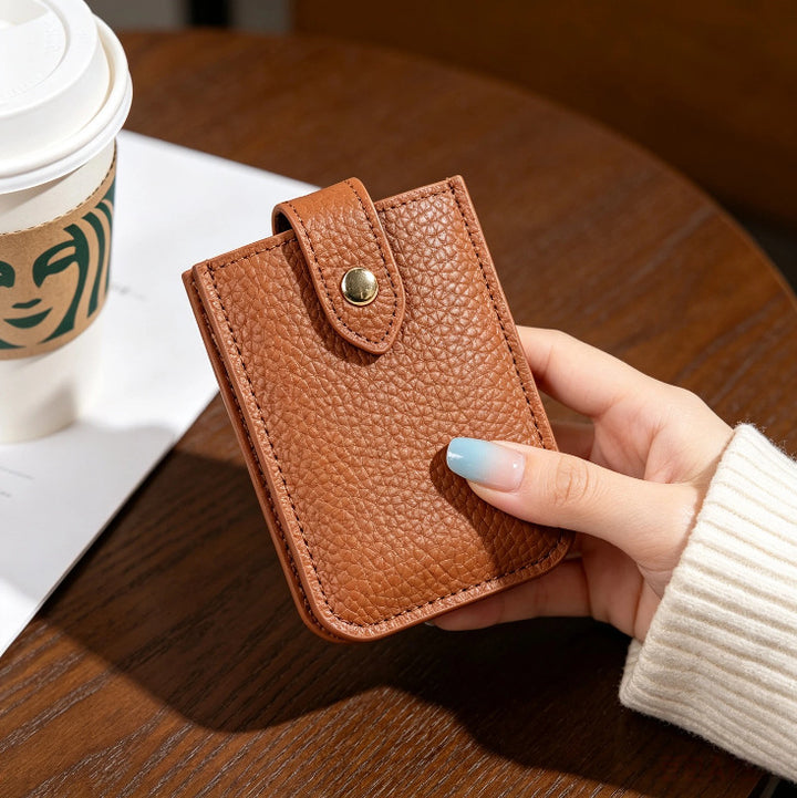Textured Leather Cardholder with Snap Closure Bowlift