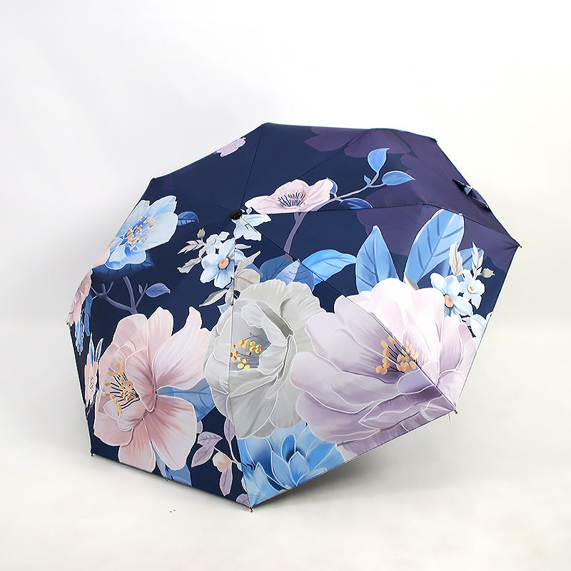 Ladies folding umbrella with artistic flower pattern Bowlift