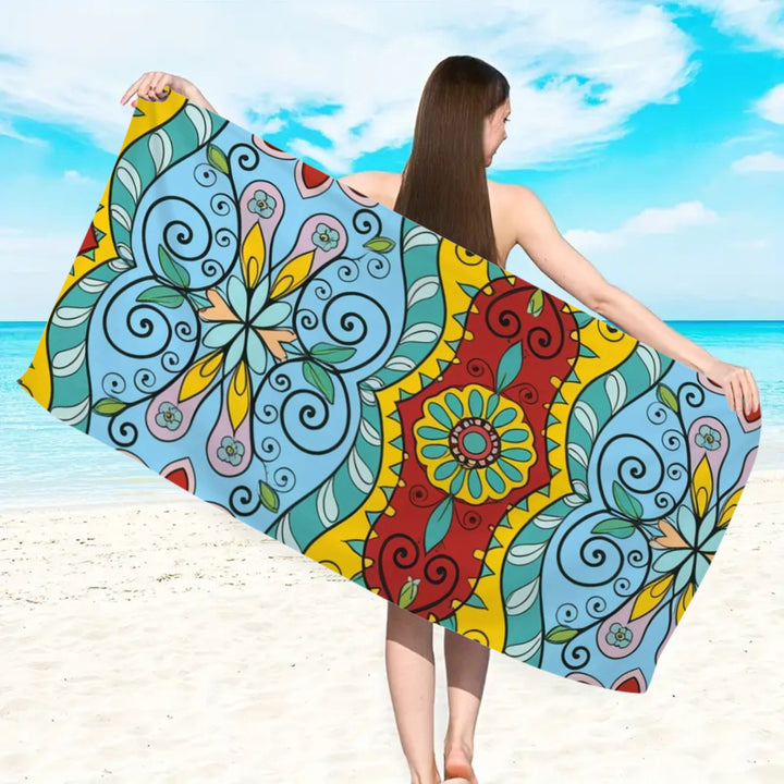 large beach towel with colorful butterfly design Bowlift
