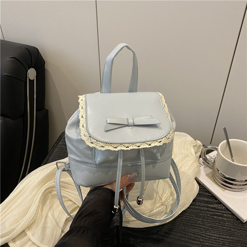 Cute Lace-Trimmed Mini Backpack Bowlift