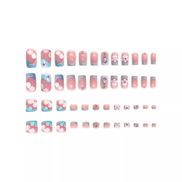 Decorative 3D Floral Nail Art Extensions Bowlift