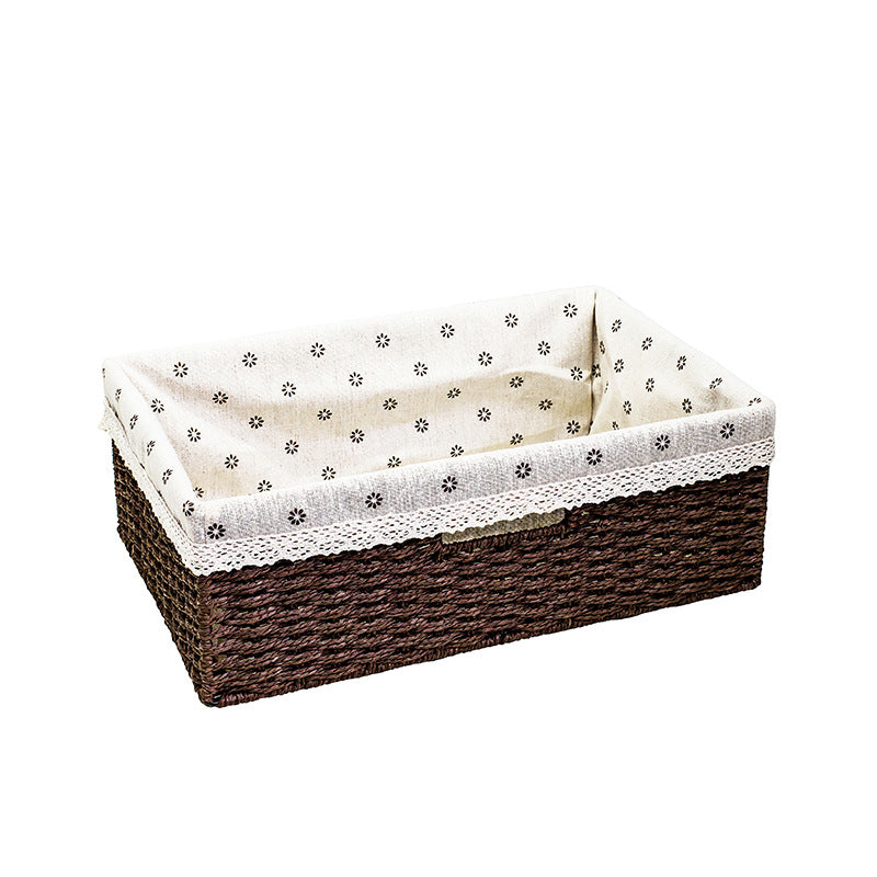 Fabric-Lined Woven Storage Basket Bowlift