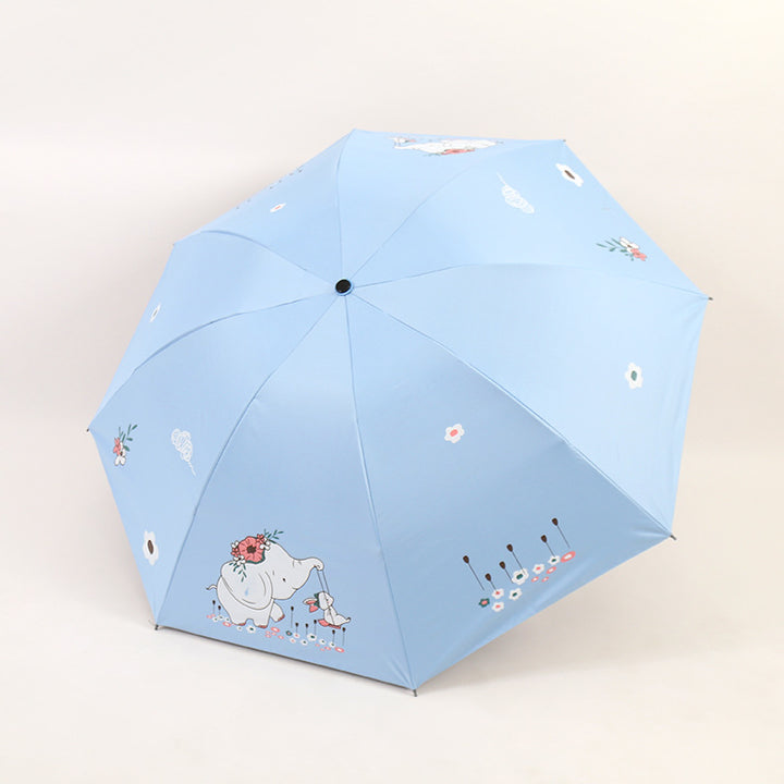 Women Folding Umbrella with Cute Elephant Design Bowlift