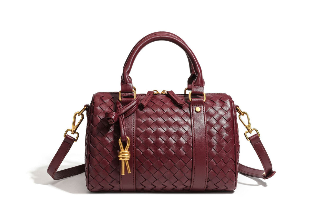 Woven Leather Handbag Bowlift