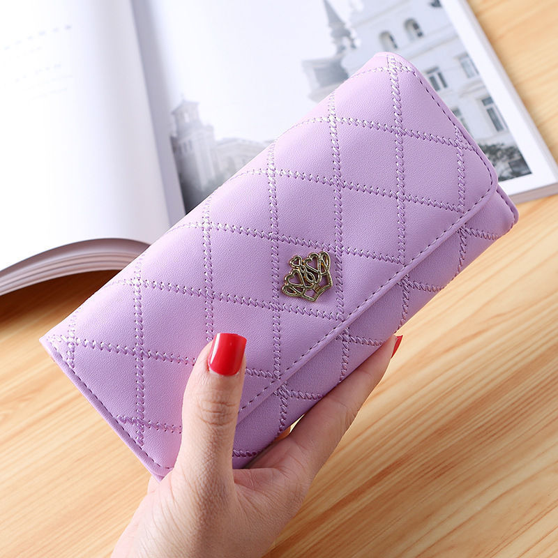 Quilted Long Wallet Clutch with Card Organizer and Coin Compartment Bowlift