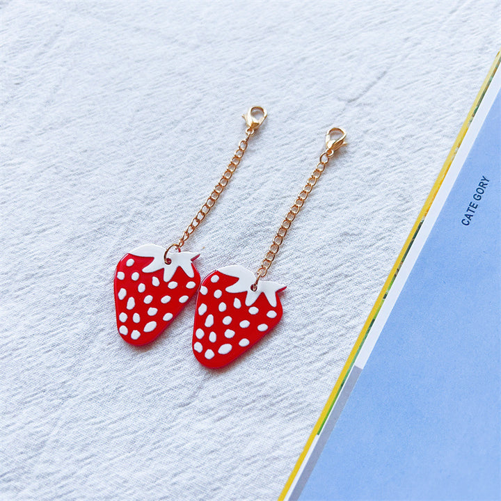 Charming Strawberry Pendant Earrings Bowlift