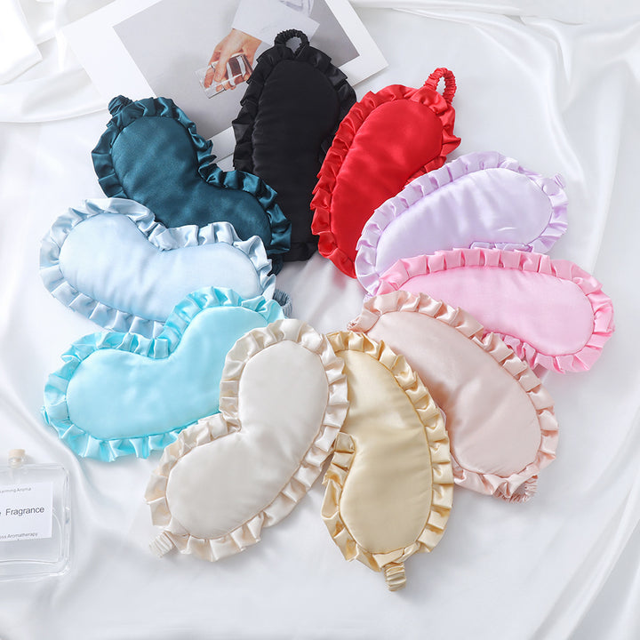 Women's nan satin-gloss eye mask with ergonomic contour, frilled ruffle edge, and gentle padding Bowlift