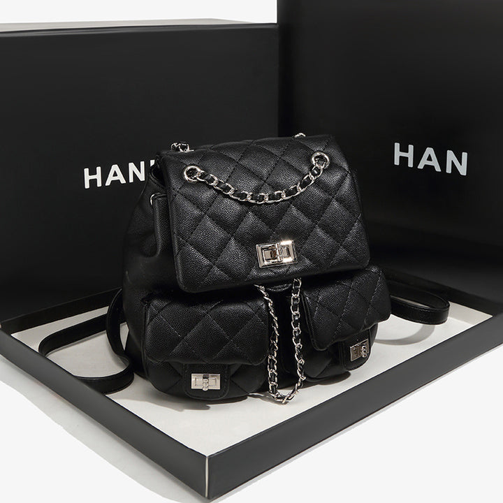 Quilted Multi-Compartment Backpack Handbag