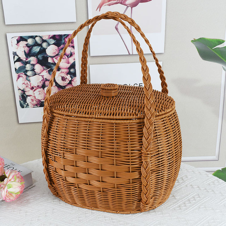 Handcrafted Wicker Storage Basket Bowlift