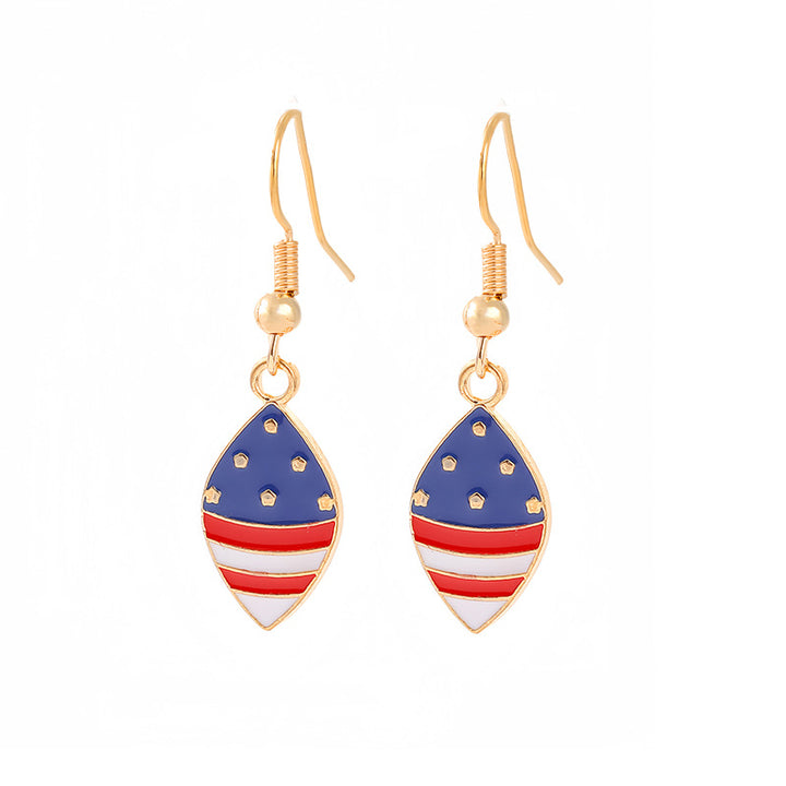 Ladies enamel earrings horseshoe with star stripe motif Bowlift