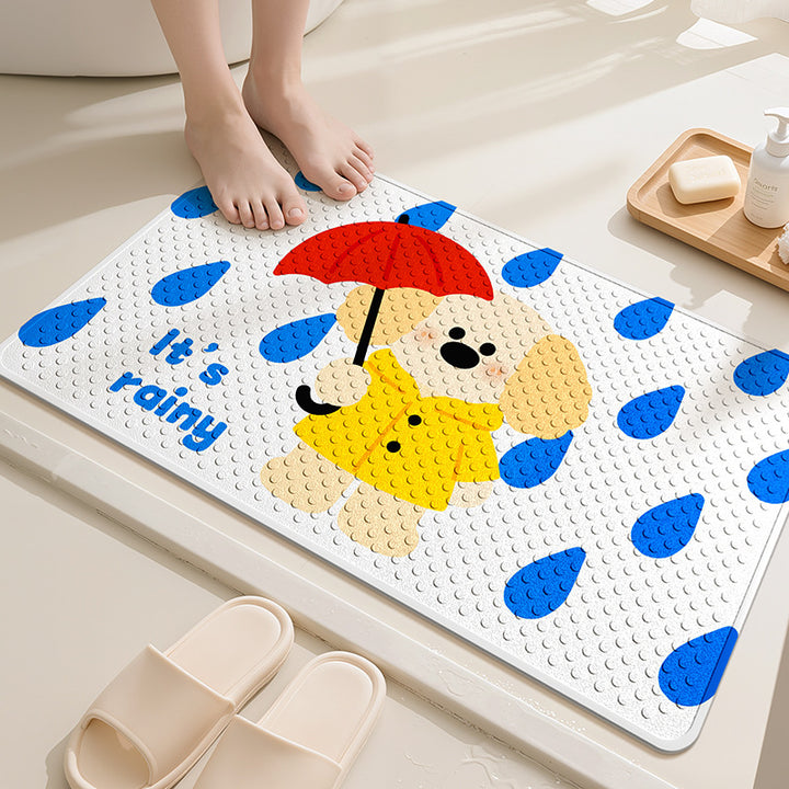 Playful Cartoon Dog Bath Mat Bowlift
