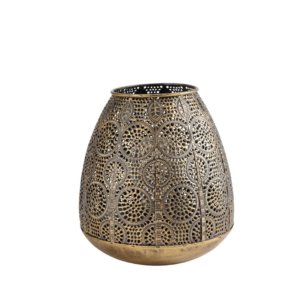 Antique-Style Filigree Metal Votive Lantern Tealight Holder Bowlift