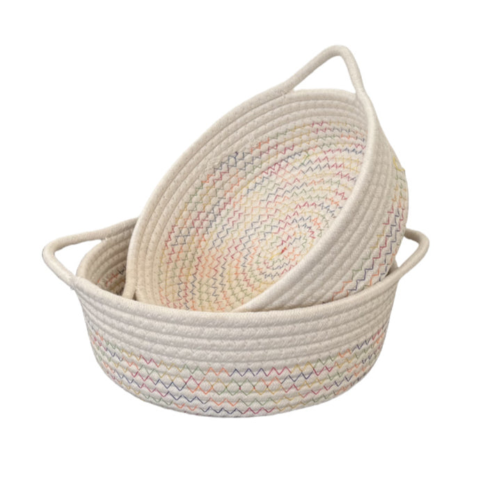 Women Practical Storage Basket with Colorful Zigzag Pattern Bowlift