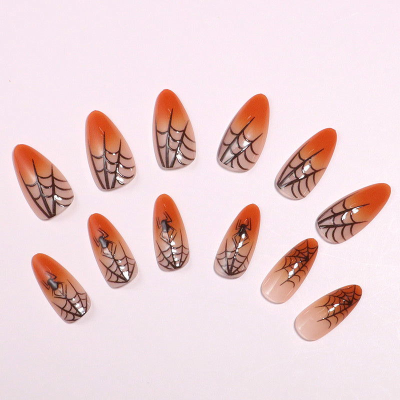 Halloween Themed Stiletto Press-On Nails with Spider Web Design Bowlift