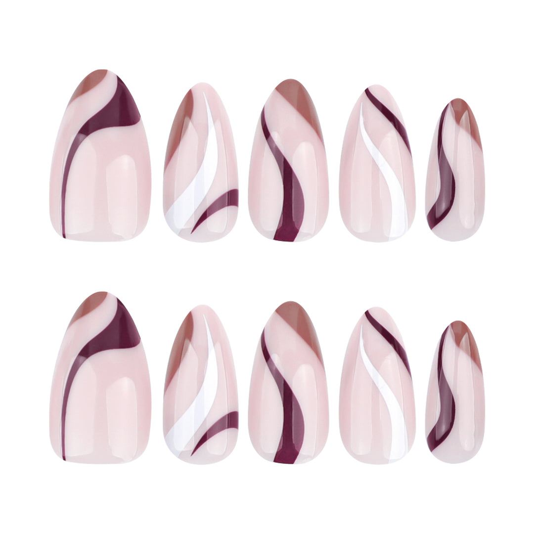 Elegant Nail Art with Modern Wave Pattern and Glitter Accents Bowlift