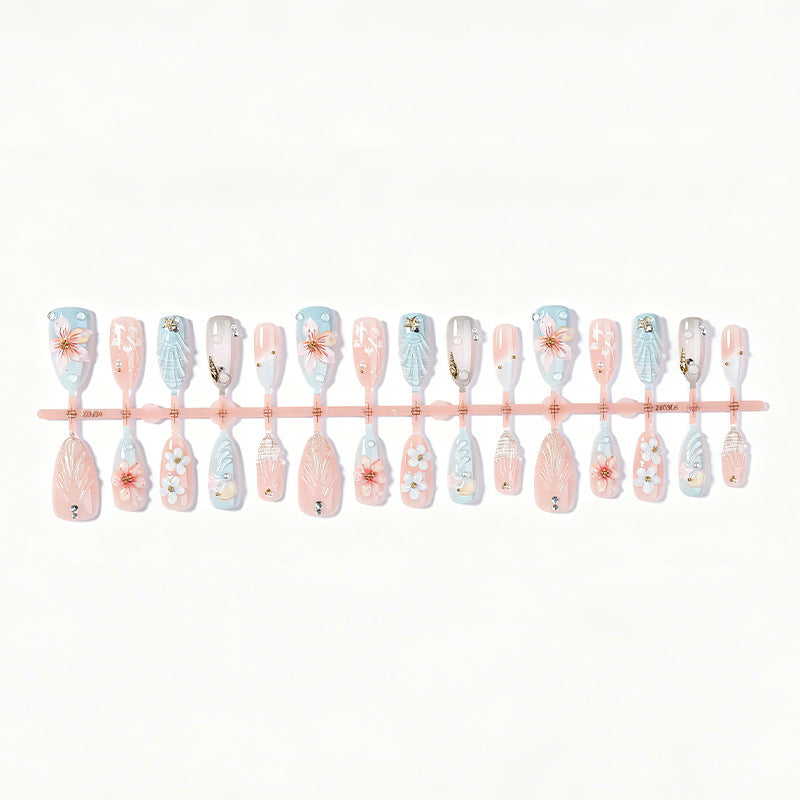 Artistic Ocean-Themed Press-On Nail Set Bowlift