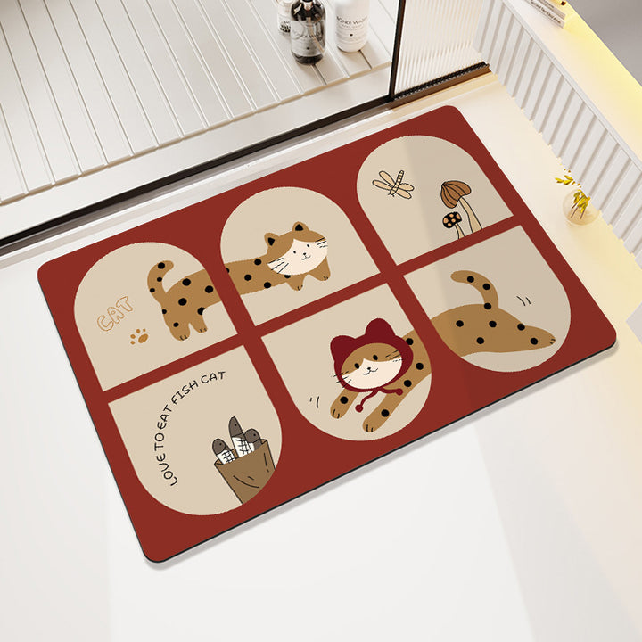 Decorative Floral Print Bath Mat Bowlift