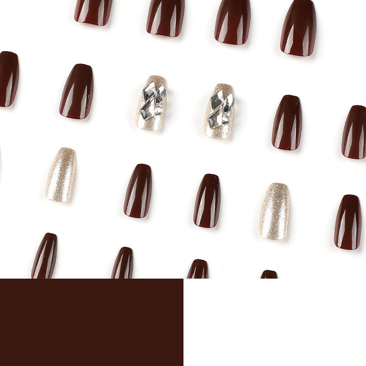 Artfully designed Gel nails with rhinestone decorations Bowlift