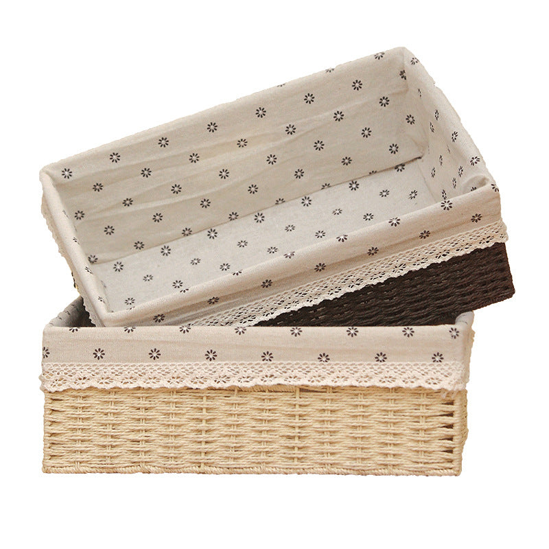 Fabric-Lined Woven Storage Basket Bowlift