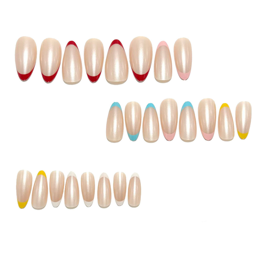 Artificial nails with modern gradient and French tip designs Bowlift