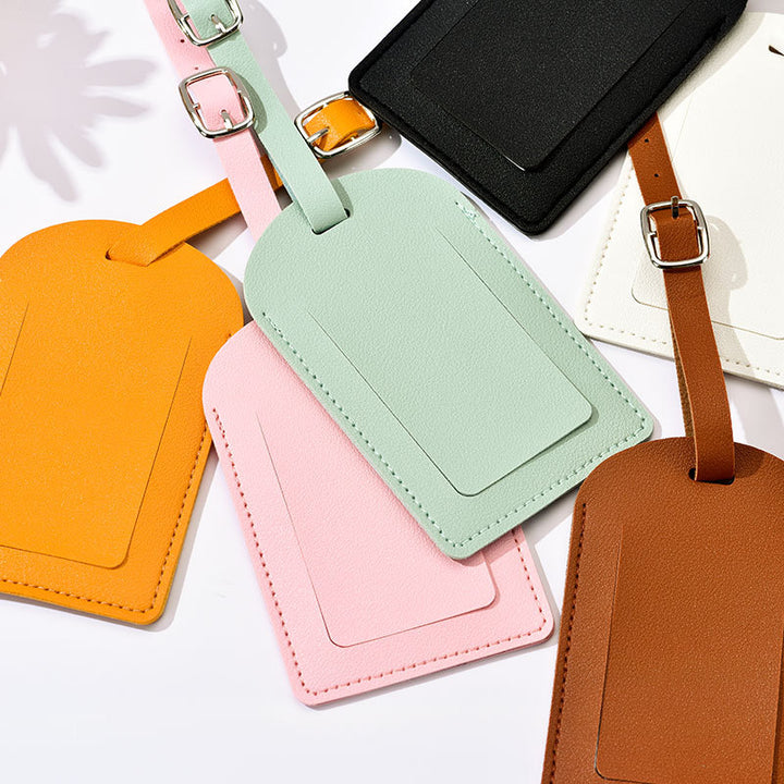 Leather Luggage Tag with Adjustable Buckle and Hidden ID Card Pocket Bowlift