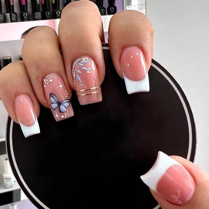 Decorative Butterfly Design Press-On Nails Bowlift