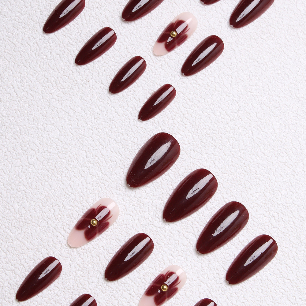 Glamorous Floral Accent Press-On Nails Bowlift