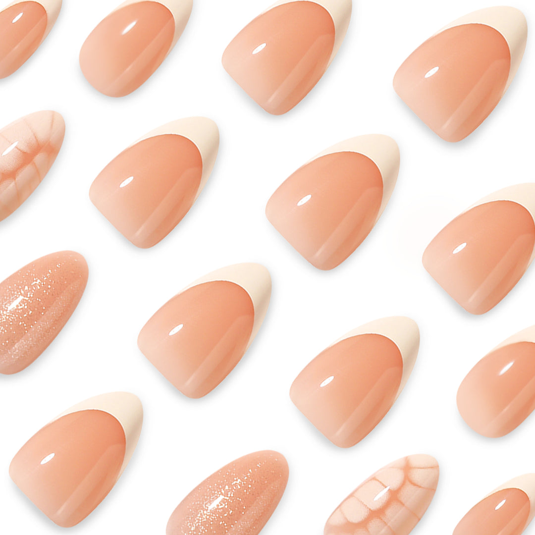 Artful nail extensions with shimmering glitter and unique design Bowlift