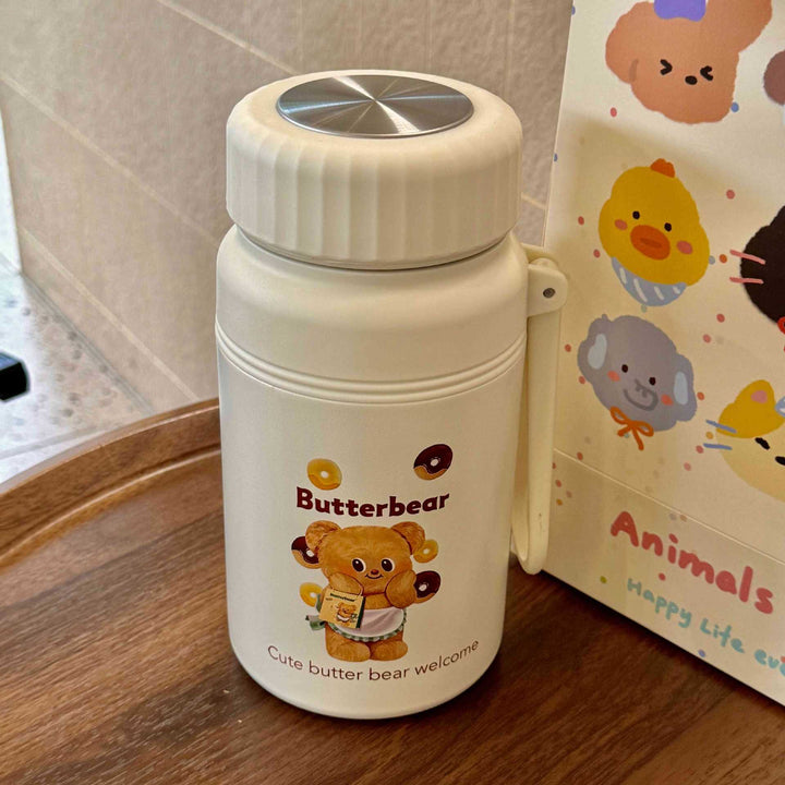Women Insulated Drinking Bottle with Practical Carrying Handle and Cute Animal Design Bowlift