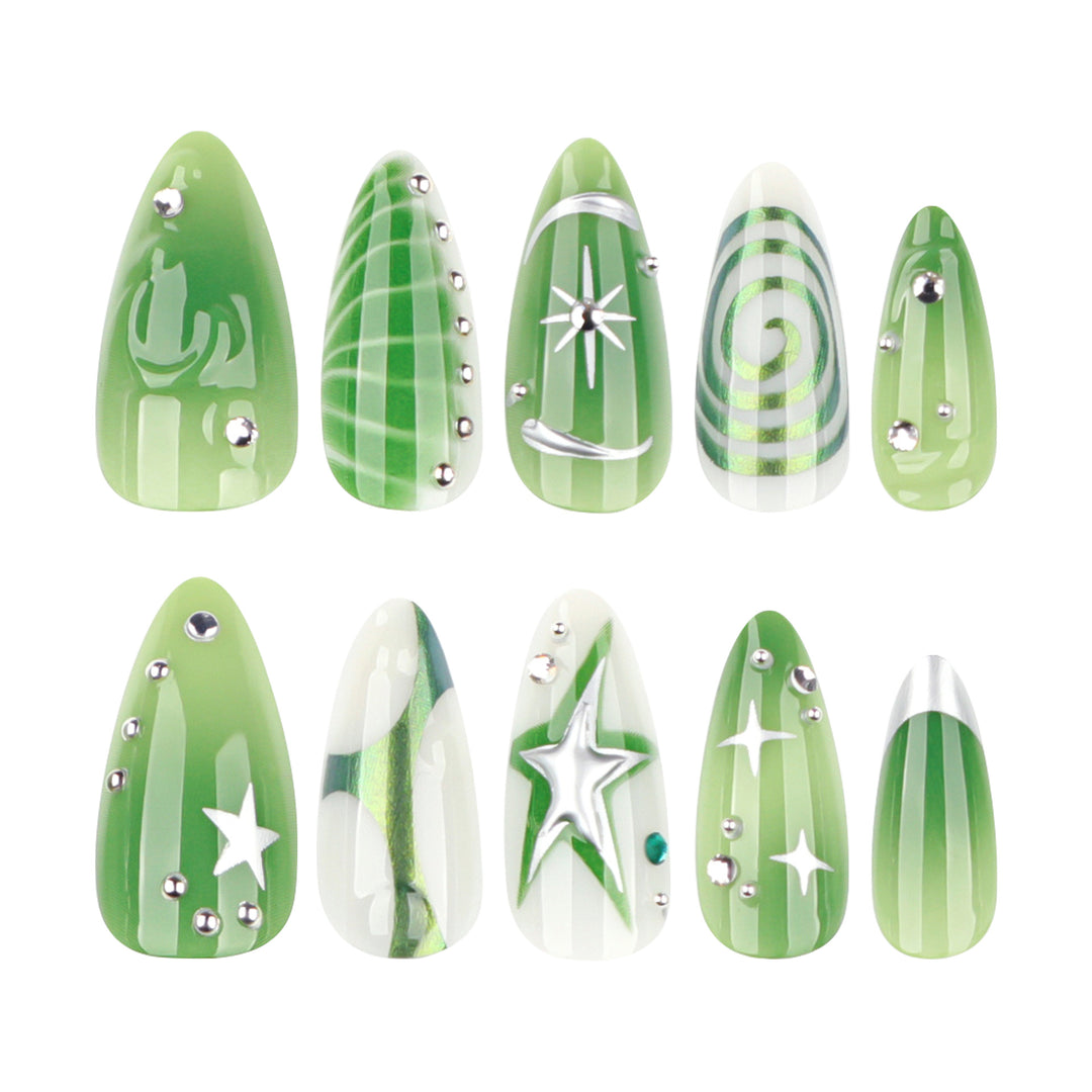 Artificial nails with modern geometric designs Bowlift