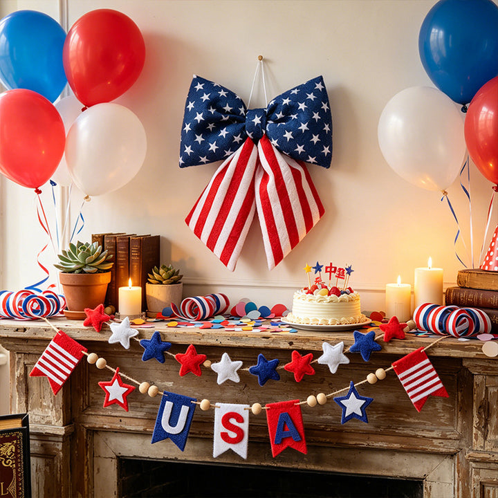 Ladies large patriotic hair bow with elastic band made of satin Bowlift