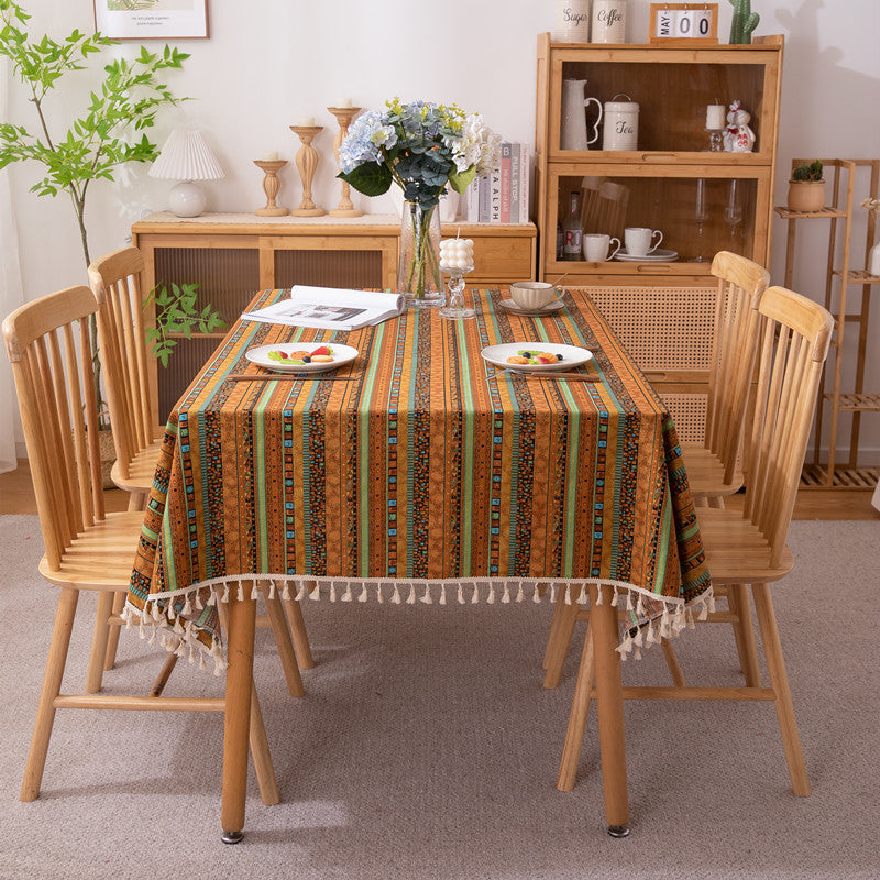 Vibrant Bohemian Fringe Tablecloth
